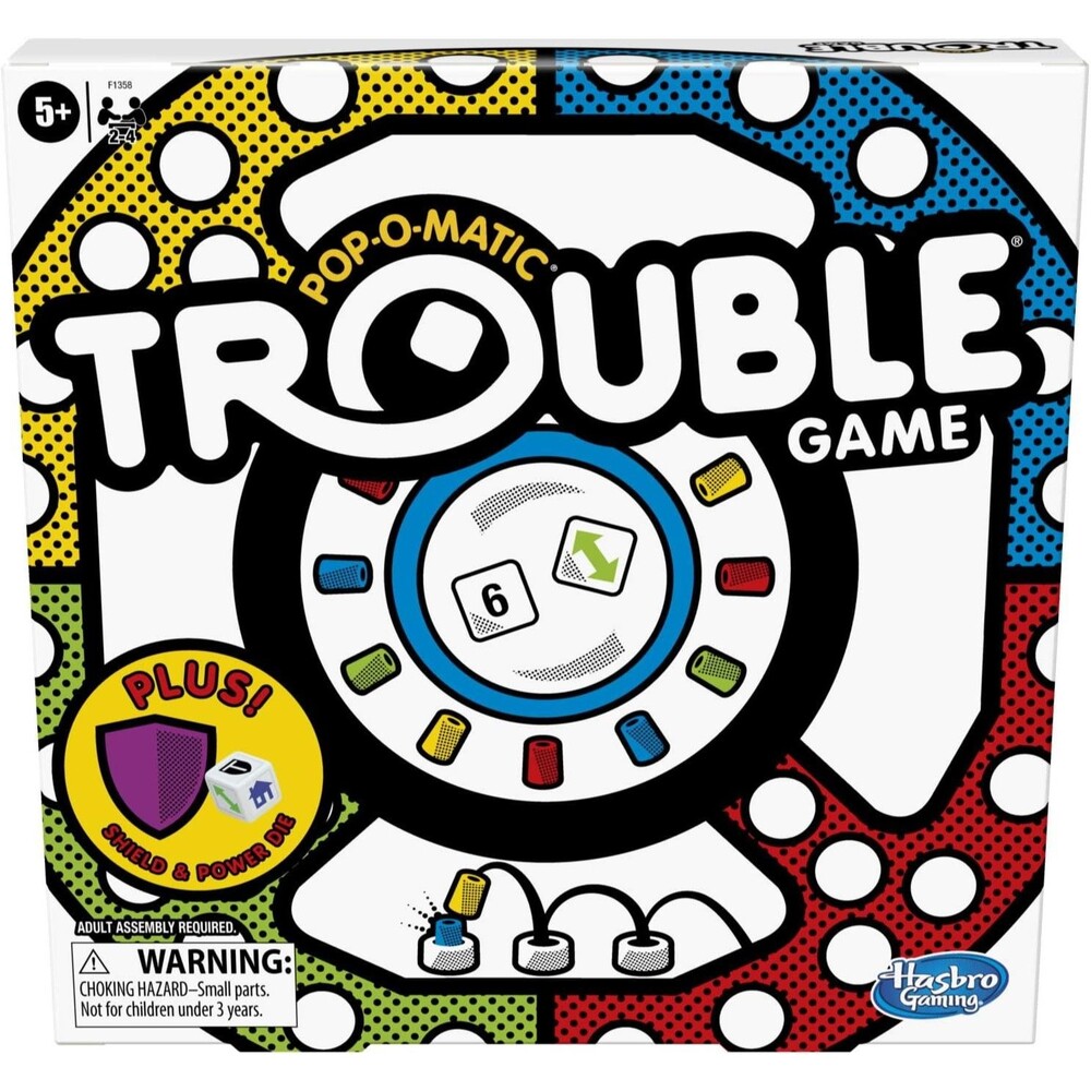 Hasbro Gaming Trouble Board Game with Power Die and Shield